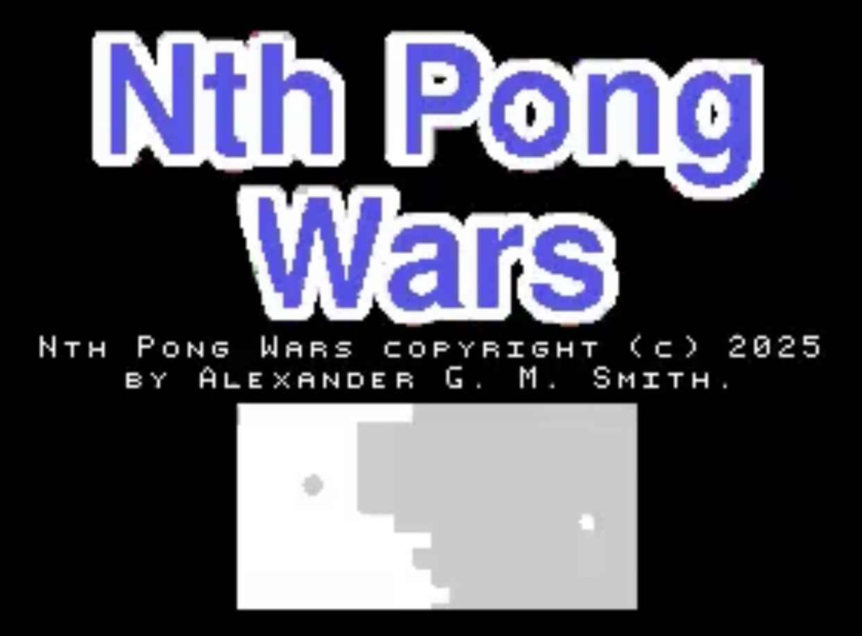 Nth Pong Wars title screen as seen on the Nabu.