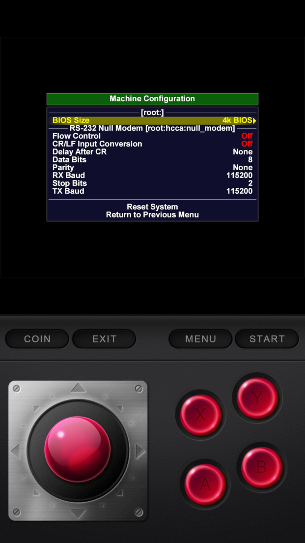 MAME Machine Configuration screen shot for NABU